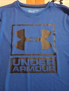 Underarmour blau Wabenmuster/Textur Langarm T-Top XL Jugend neu mit Etikett - Bild 1 von 8