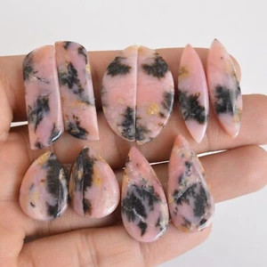 5 Pair 126 Cts Natural Pink Opal Cabochon Gemstone Pair Lot 22x15-32x9mm #14176 - Picture 1 of 5