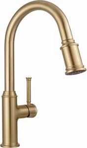Curtura Brushed Bronze Kitchen Faucet with Pull down Sprayer, Gold Single Handle - Picture 1 of 8