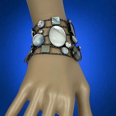 Pulsera Philippe Ferrandis concha de abulón madreperla pedrería vintage 7" Foto 1 de 4