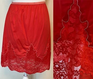 Vtg Half Slip Skirt Pin Up One Of A Kind 60’s Flame Shaped Lace Red S M So HOT! - Picture 1 of 15
