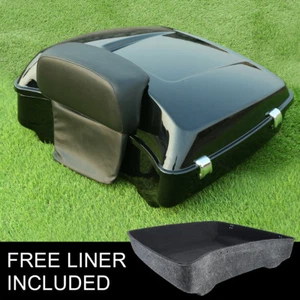 Painted Black Chopped Trunk Backrest Pad Fit For Harley Touring Models 2014-2025 - Picture 1 of 12