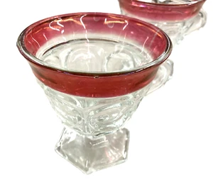 6 INDIANA GLAS RUBIN FLASH KÖNIGSKRONE DAUMENABDRUCK FUSS PUNSCHBECHER VINTAGE - Bild 1 von 8
