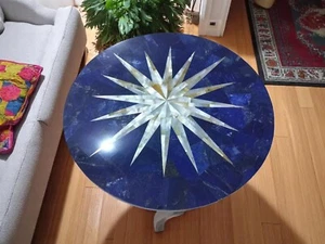 30" Round Lapis Stone Coffee Table Mop Sun Arts Handmade Furniture Garden Decors - Picture 1 of 7