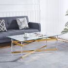 Stainless Steel Gold Coffee Table With acrylic Frame and Clear Glass Top