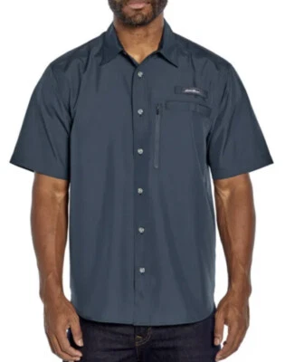 Mens Eddie Bauer Short Sleeve Shirt Tech Woven Size Med Majolica Blue (Teal) NEW - Image 1 of 4