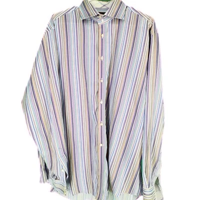 Turnbull & Asser Neiman Marcus Men's Multicolored Long Stripe Sleeve Shirt Sz 16 - Image 1 of 4