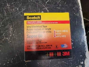 3M Scotch Vinyl Electrical Tape Super 88, 2 in x 36 yd/108' x .0085"  Black NEW - Picture 1 of 6
