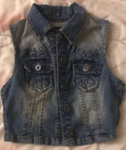New Look Junior’s White Washed Blue Denim Vest Sleeveless Jacket Size S Women’s - Picture 1 of 4