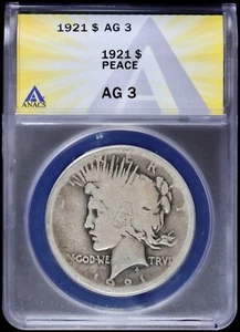 1921-P $1 Peace Silver Dollar ANACS AG 3 | High Relief - Picture 1 of 4