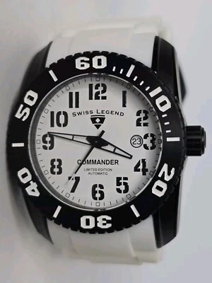 Reloj Swiss Legend Hombre Comandante Automático Suizo 46mm Blanco Titanio Limitado Foto 1 de 4