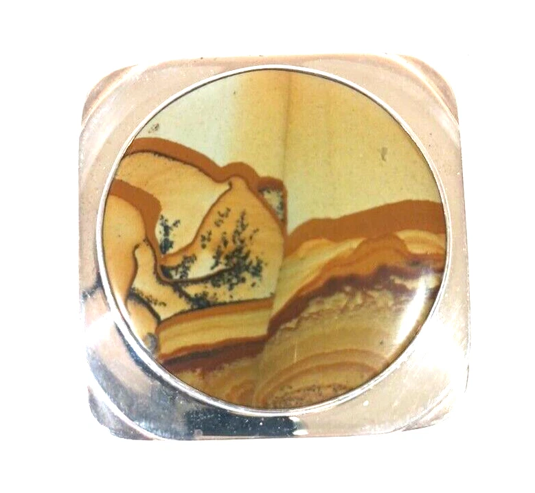 纯银图片沙漠玛瑙项链吊坠胸针可转换 — 第 1/1 张图片