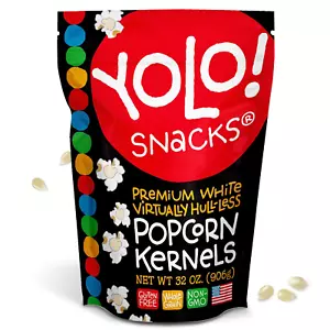 Gourmet Virtually Hulless Popcorn Kernels, Premium White Butterfly Popping Corn, - Picture 1 of 9