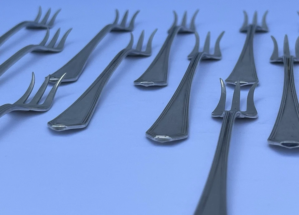 Set 11 c 1910 Antique Sterling Silver Dominick & Haff Queen Anne Cocktail Forks - Image 1 of 4