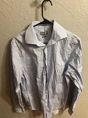 Para Hombres Michael Kors Calce Ajustado Botones Estampado Geométrico Azul Blanco Talla Grande Foto 1 de 4