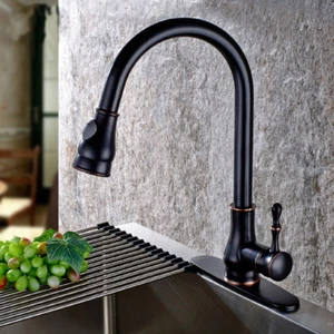 Bathroom Oil Rubbed Bronze Basin Swivel Spout Pull Out Mixer&Cover Plate Faucet - Picture 1 of 8