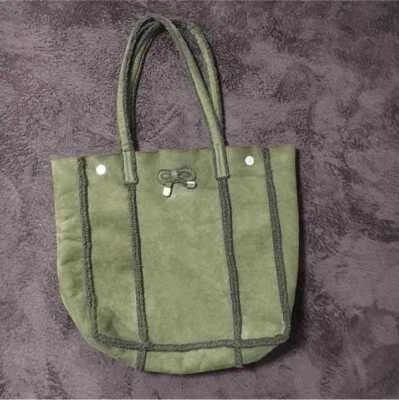 See By Chloe Handbag Tote Ribbon Suede Leather Khaki Women's USED FROM JAPAN - Image 1 of 3