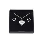 Genuine 925 Sterling Silver Puffed Heart Necklace And Earring Set In Gift Box