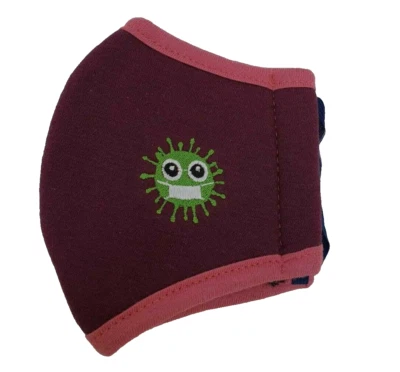 Unisex Wine Bordeau Cotton Face Mask for Kids Reusable Mouth Cover Protection - Image 1 of 4