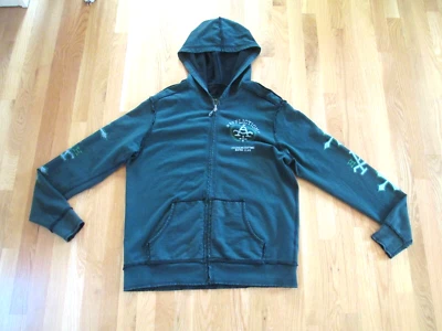 MEN'S AFFLICTION REVERSIBLE ZIP FRONT HOODIE JACKET SWEATSHIRT SIZE LARGE Y2K - Image 1 of 4