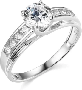 2.10 Ct Round Brilliant Cut Engagement Wedding Ring Trellis Real 14K White Gold - Picture 1 of 3