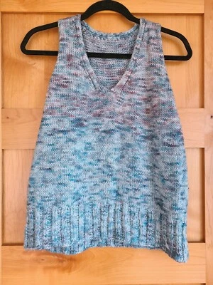 Womens Hand Knit Wool Mermaid Fairy Retro Granny Ivy League Sweater Vest MEDIUM - Image 1 of 4