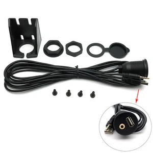 USB 3.5mm 1/8 Aux Extension Cable Lead Mounting Panel Car Boat Dash Flush Mount - Picture 1 of 3
