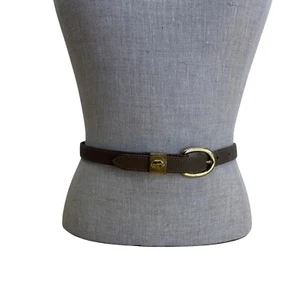 Dooney & Bourke Brown & Tan Leather Adjustable Belt With Gold Buckle S 26-28 USA - Picture 1 of 10