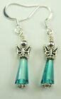 Turquoise Crystal Earrings with Butterflies Handmade Jewelry