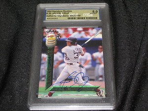 JACOB CRUZ 1994 ROOKIE AUTHENTIC SIGNED AUTOGRAPHED MLB BASEBALL CARD GRADED 8