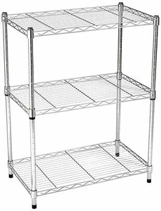 3-Shelf Shelving Storage Unit, Metal Organizer Wire Rack, Chrome Silver - Picture 1 of 8