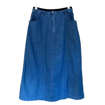 De Colección Susan Bristol Informal Denim Falda Midi Talla 14 Terciopelo Ribete 5 Bolsillos Algodón Foto 1 de 4