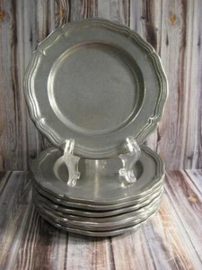WILTON ARMETALE PEWTER COUNTRY FRENCH SATIN BREAD & BUTTER PLATES - 8 - Picture 1 of 1