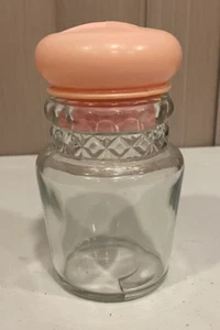 MCM Clear Glass Jar Container with Pink Plastic Top Unique! - Picture 1 of 9