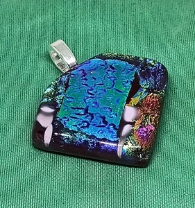 Hand Crafted Dichroic Fused Glass Pendant #1279 - Picture 1 of 4