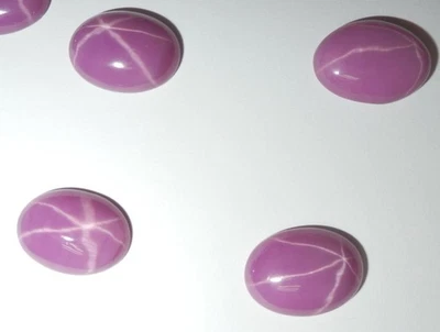 Opaque Star Ruby Oval 15x12 mm Cabochon 6 Rayed Lab-created Stone 10 pieces Lot - Image 1 of 4