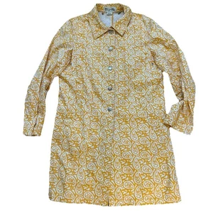 Michael Kors GRANDE giallo bianco stampa paisley lungo topper abito giacca elasticizzato - Foto 1 di 7