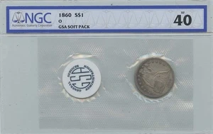 1860-O Seated Liberty - No Motto GSA SOFT PACK S$1 NGC XF40 - Picture 1 of 2