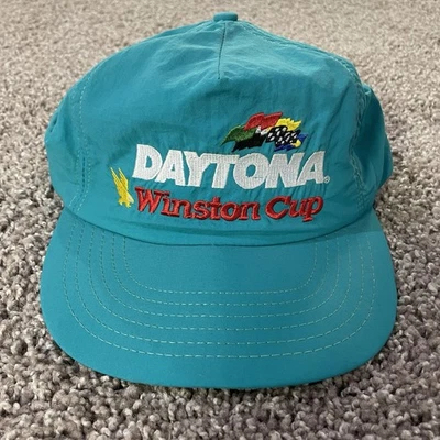 Gorra NASCAR Winston Cup Daytona 500 de la década de 1990 de colección negra/verde azulado gorra SnapBack Foto 1 de 4