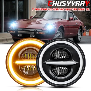 Par de faros LED redondos negros de 7 pulgadas haz alto/bajo para Datsun 280ZX/240Z/260Z/280Z - Imagen 1 de 12