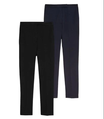 LADIES SLIM TROUSER HIGH WAIST ANKLE GRAZER SMART WORK PANT STRETCH COMFY - Image 1 of 3