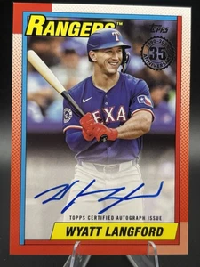 2025 Topps Serie 1 Wyatt Langford #90A-Wl 1990 35 aniversario en tarjeta automática SP - Imagen 1 de 2