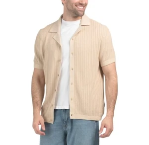 Camisa de hombre Ben Sherman tejida manga corta plumón avena talla L nueva con etiquetas  - Imagen 1 de 9