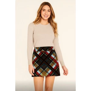 ETCETERA Corduroy Plaid Pencil Skirt Stretch Dark Academia Preppy College Size 8 - Picture 1 of 10