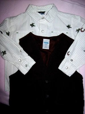 Boy 2T 3T: GYMBOREE Western RODEO COWBOY Line BRONCO-Embroidered LS Shirt & Vest Foto 1 de 4