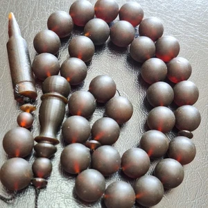 ☀️Natur Baltischer Bernstein Islamisches Gebet 33 Perlen Misbaha Tasbih Rosenkranz 56g gepresst - Bild 1 von 24
