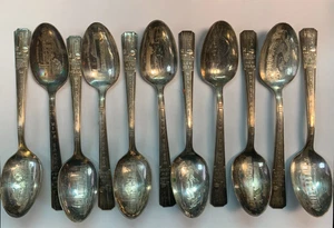 Cucharas de la Feria Mundial de Nueva York 1939 Wm. Rogers. Juego de 11 - Imagen 1 de 6