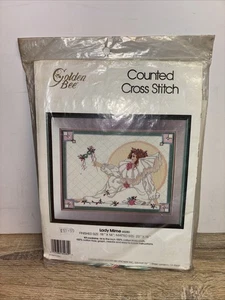 Vintage Goldene Biene gezählt Kreuzstich Set Dame Pantomime Handwerk ungeöffnet - Bild 1 von 4