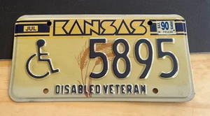1990 Kansas Disabled Veteran License Plate Tag 5895 - Picture 1 of 2