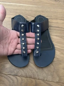 BALENCIAGA CLASSIC SCREW STUDDED T-STRAP LEATHER SANDALS SHOES 36 / 6 - Picture 1 of 5